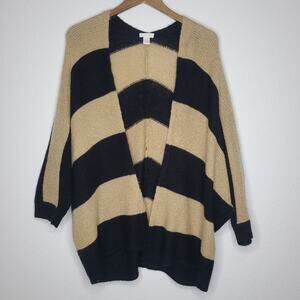 Chico's Women's Black & Gold Mohair Blend Open Front Cardigan Sweater